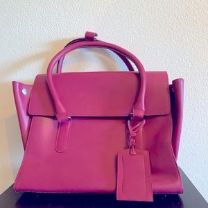 Fushia leather tote